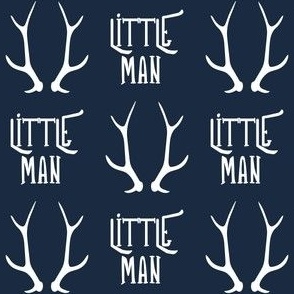 2" little man antlers on dark blue navy