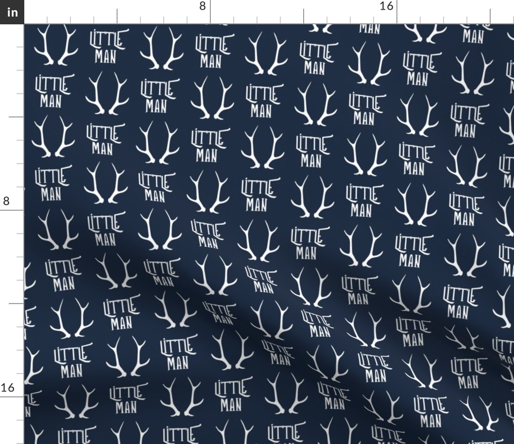 2" little man antlers on dark blue navy