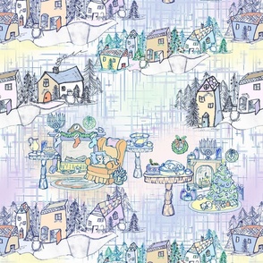  Kids Colorful Winter Holiday Traditions Toile Medium  