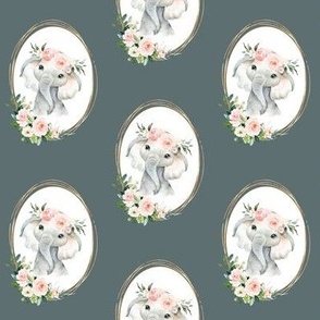 3" celestial blush ivory floral elephant on eucalyptus