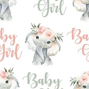 3.5" celestial blush ivory floral elephant baby girl