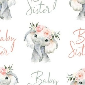 3.5" celestial blush ivory floral elephant baby sister