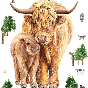 54x72 inches farm highland cow