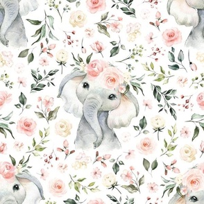6" celestial blush ivory floral elephant