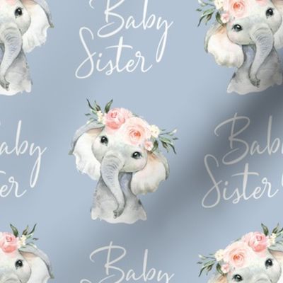 3.5" celestial blush ivory floral elephant baby sister on succulent blue
