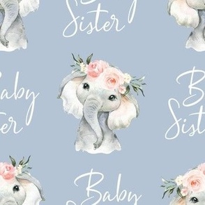 3.5" celestial blush ivory floral elephant baby sister on succulent blue