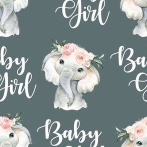 3.5" celestial blush ivory floral elephant baby girl on eucalyptus