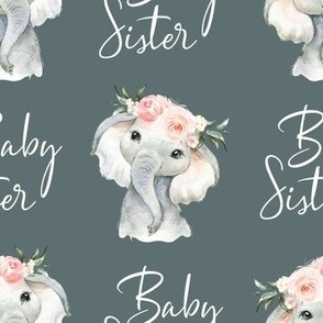 3.5" celestial blush ivory floral elephant baby sister on eucalyptus