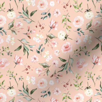 celestial blush ivory floral on copper rose - small