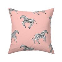 Galloping Zebras on Pink