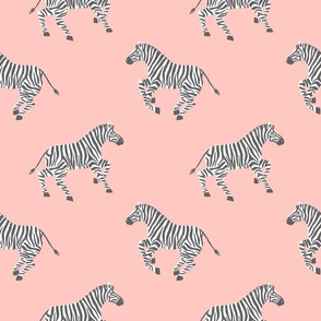 Galloping Zebras on Pink