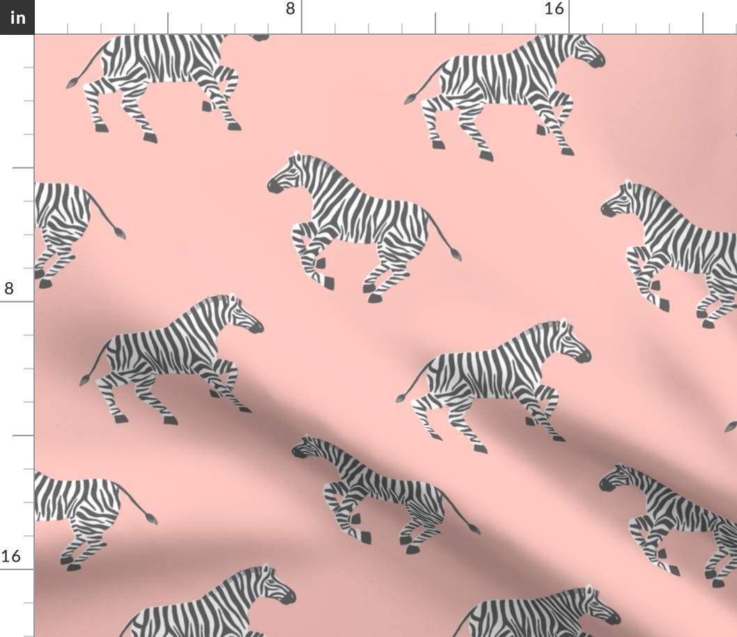Galloping Zebras on Pink