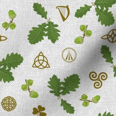 Celtic Symbols and Oak (on textured gray)