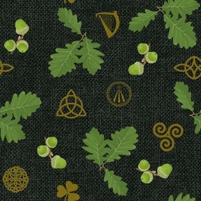 Celtic Symbols and Oak (on textured green)