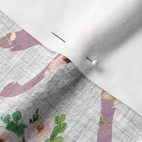floral patchwork horses on gray linen background - rotated