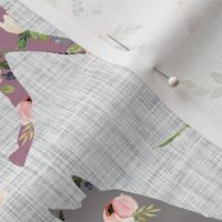 floral patchwork horses on gray linen background