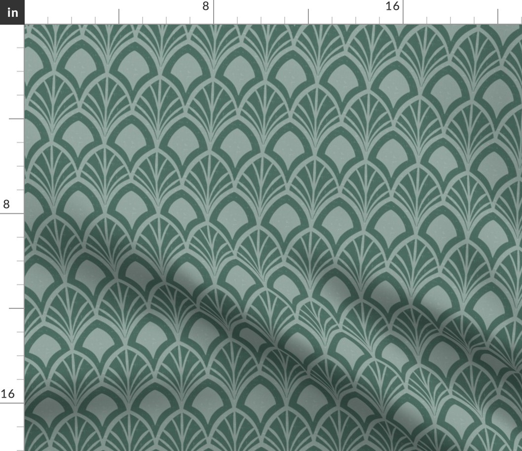 Sanibel - Art Deco Geometric Textured Green Regular Scale