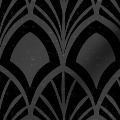 Sanibel - Art Deco Geometric Textured Black Large Scale