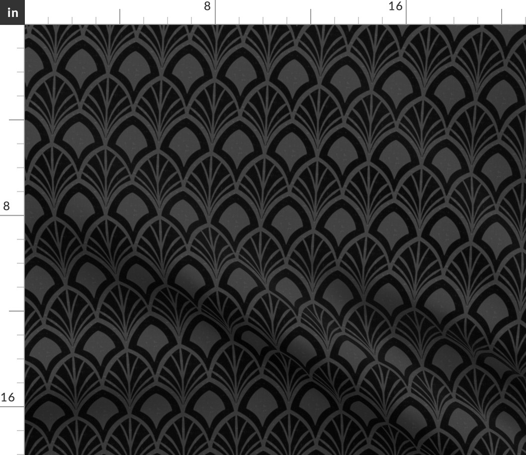 Sanibel - Art Deco Geometric Textured Black Regular Scale