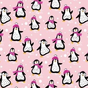 Penguin Dance Party on Pink Background