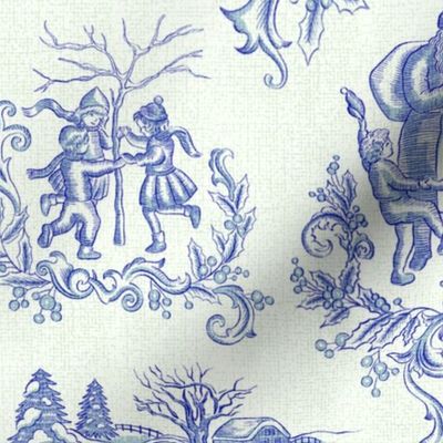 Christmas Toile in Blue