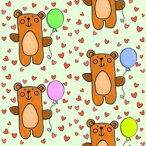 Teddy Bears on Green