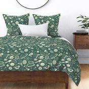 holiday meals pine green toile