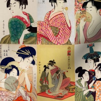 Japanese Geisha Blockprint Art Painting