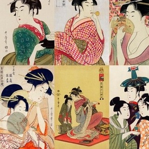 Japanese Geisha Blockprint Art Painting