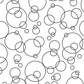flying circles - black and white geometric dream - geometric wallpaper