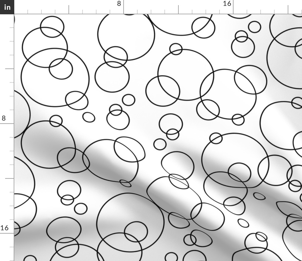 flying circles - black and white geometric dream - geometric wallpaper