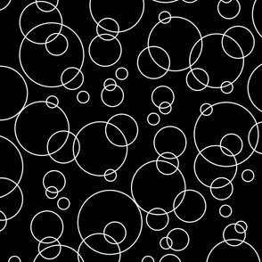 flying circles - white and black geometric dream - geometric wallpaper