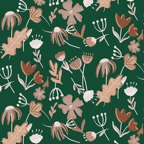 Folksy Floral green background