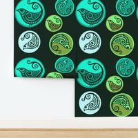 Celtic bird medallions green