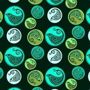 Celtic bird medallions green