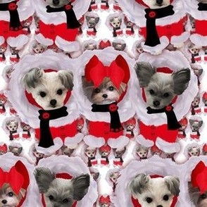 Santa Winter Hoodie Puppies - abt 2 1/2" tall