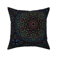 Kaleidoscope Embroidery Illusion in Blue Turquoise and Green