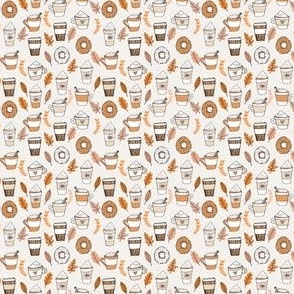 MICRO pumpkin spice latte fabric coffee and donuts fall autumn traditions off-white