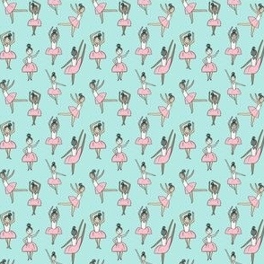 TINY ballet // dancing dancer ballet fabric cute girls music medium  blue (micro print)