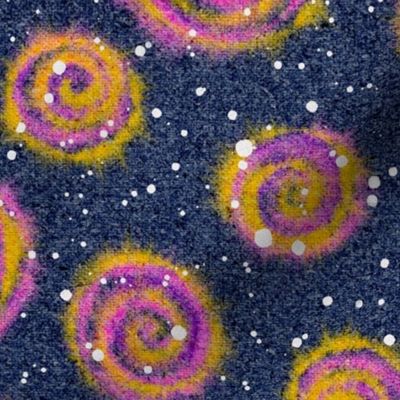 Galaxy Linen Tie Dye Swirls & Splats: Pink Yellow &  Blue