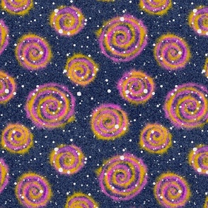 Galaxy Linen Tie Dye Swirls & Splats: Pink Yellow &  Blue