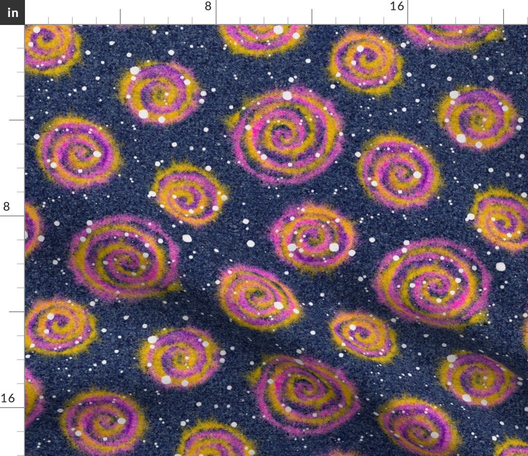 Galaxy Linen Tie Dye Swirls & Splats: Pink Yellow &  Blue