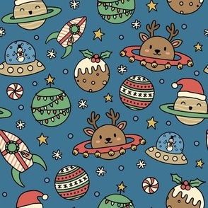 Christmas in Outer Space on Blue