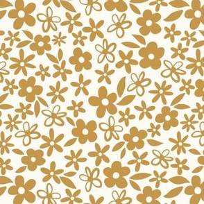 Ditsy Demi - Cream & Golden Ochre Medium - Meadow Florals -05
