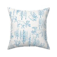 Reindeer Toile in Blue 