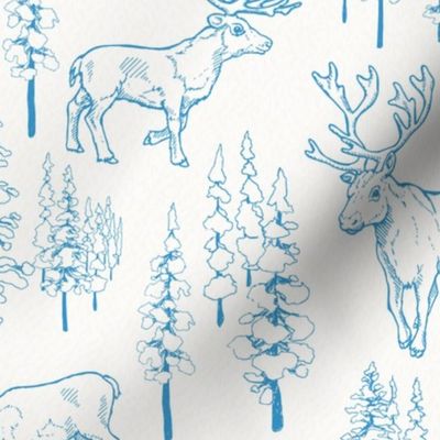 Reindeer Toile in Blue 