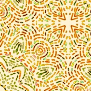 Kaleidoscope Embroidery Illusion in Autumn Colors on Cream