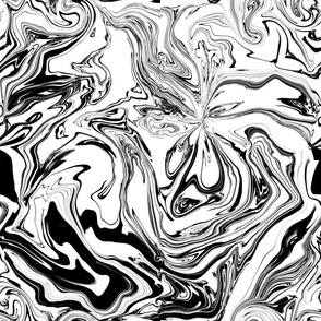 Abstract Liquid Groovy Retro Black and White