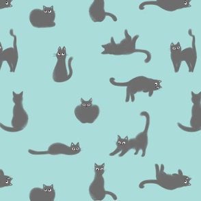 Mint Fluffy Grey Cat | LARGE