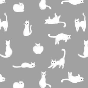 Grey Fluffy White Cat | LARGE